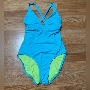 Athleta Blue and Green Women's One Piece Swimsuit